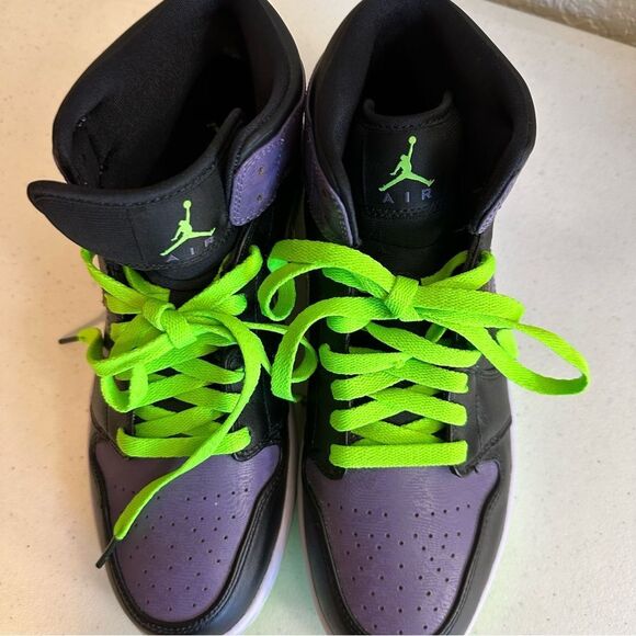 Nike Air Jordan 1 Retro Joker PURPLE and GREEN Size‎ 10 Night Vision 2012 - Picture 13 of 15